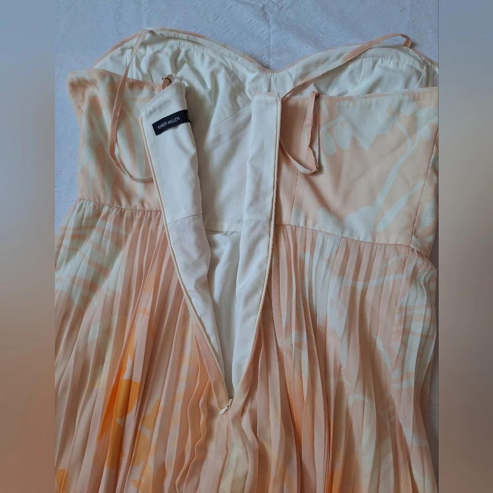 KAREN MILLEN Orange and White Sweetheart Midi Dress - Picture 8 of 9